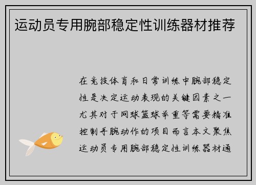 运动员专用腕部稳定性训练器材推荐
